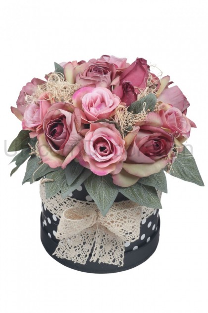 Flower box - bodkovaný s ružami